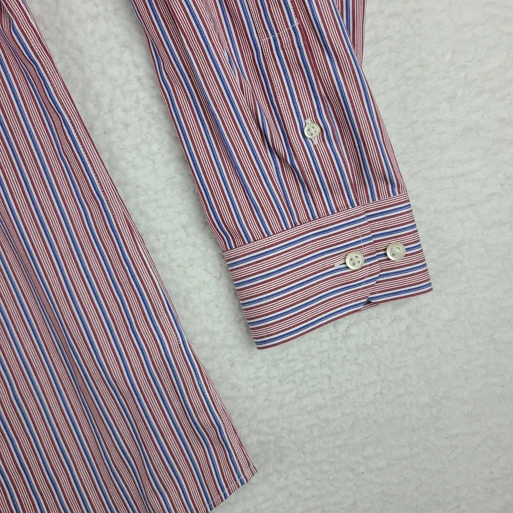 Banana Republic Dress Shirt Mens Large‎ Blue Red Non Iron Classic Fit Button Up